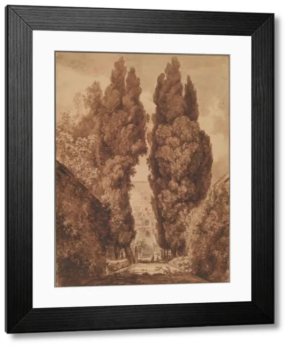 Framed Print : The Avenue of Cypresses at Villa d'Este, 1760 and c. 1765. Creator: Jean-Honore Fragonard Framed Print : The Avenue of Cypresses at Villa d'Este, 1760 and c. 1765. Creator: Jean-Honore Fragonard