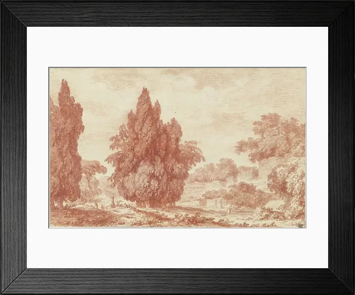 Framed Print : A Stand of Cypresses in an Italian Park, c. 1760. Creator: Jean-Honore Fragonard