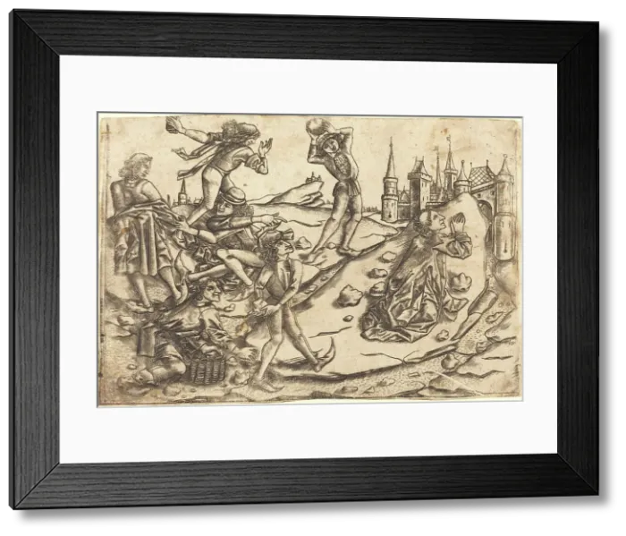 Framed Print : The Stoning of Saint Stephen, c. 1470 / 1475. Creator: Master with the Banderoles Framed Print : The Stoning of Saint Stephen, c. 1470 / 1475. Creator: Master with the Banderoles