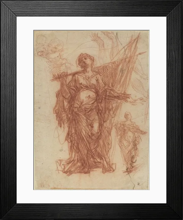 Framed Print : Female Saint Carrying a Banner [recto]. Creator: Baldassare Franceschini