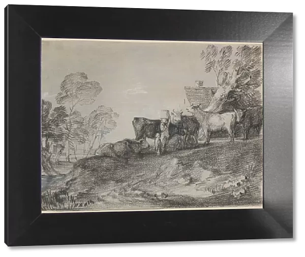 Landscape with Cattle by a Cottage, late 1770s. Creator: Thomas Gainsborough