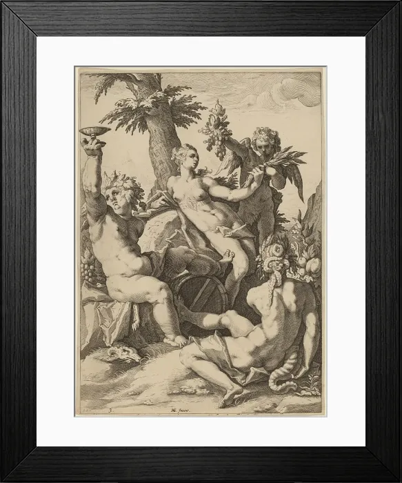 Framed Print : Venus, Bacchus, and Ceres, probably 1588. Creator: Jacob Matham Framed Print : Venus, Bacchus, and Ceres, probably 1588. Creator: Jacob Matham