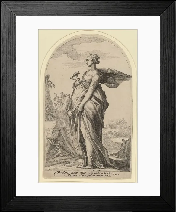 Framed Print : Jael and Sisera, 1588. Creator: Jacob Matham Framed Print : Jael and Sisera, 1588. Creator: Jacob Matham