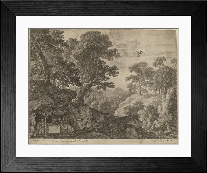 Framed Print : Saints Paul and Anthony by the Entrance to a Cave. Creator: Herman van Swanevelt Framed Print : Saints Paul and Anthony by the Entrance to a Cave. Creator: Herman van Swanevelt
