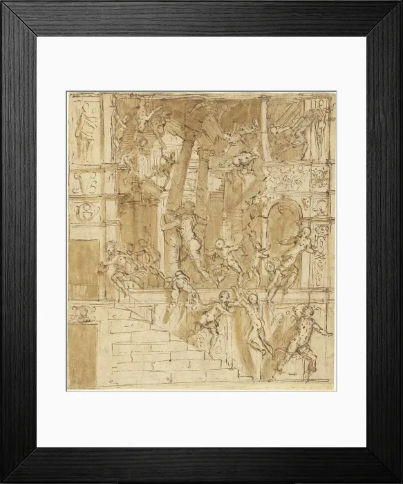 Framed Print : Samson Destroying the Temple, 1550s. Creator: Lattanzio Gambara Framed Print : Samson Destroying the Temple, 1550s. Creator: Lattanzio Gambara