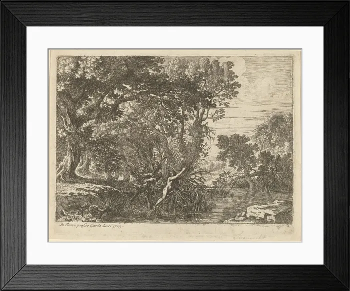 Framed Print : Pan and Syrinx. Creator: Herman van Swanevelt Framed Print : Pan and Syrinx. Creator: Herman van Swanevelt
