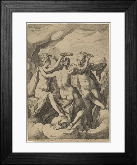 Framed Print : The Three Graces, 1588. Creator: Jacob Matham Framed Print : The Three Graces, 1588. Creator: Jacob Matham
