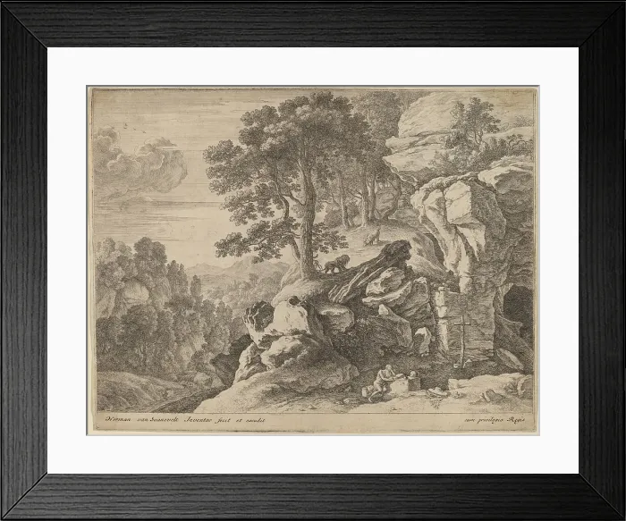Framed Print : Saint Jerome in the Wilderness. Creator: Herman van Swanevelt Framed Print : Saint Jerome in the Wilderness. Creator: Herman van Swanevelt