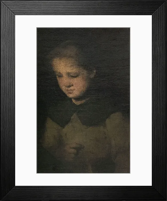 Framed Print : La fillette en gris, mid-late 19th century. Creator: Theodule Ribot Framed Print : La fillette en gris, mid-late 19th century. Creator: Theodule Ribot