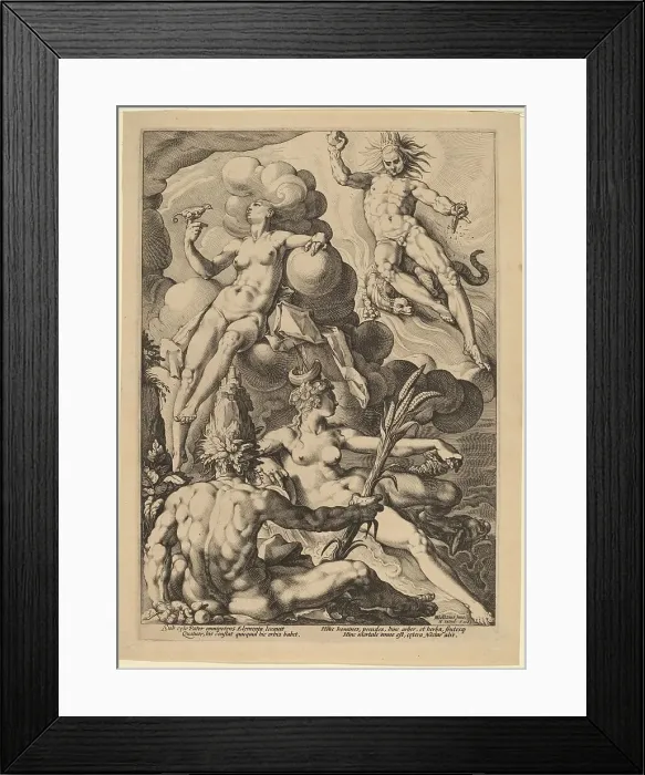 Framed Print : The Four Elements, 1588. Creator: Jacob Matham Framed Print : The Four Elements, 1588. Creator: Jacob Matham