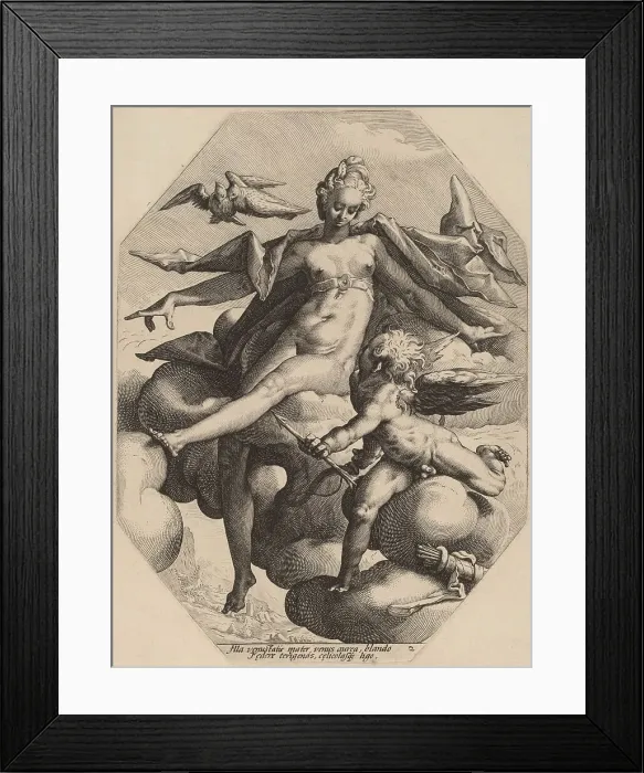Framed Print : Venus and Cupid, c.1587. Creator: Jacob Matham Framed Print : Venus and Cupid, c.1587. Creator: Jacob Matham