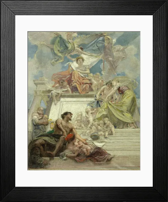 Framed Print : Esquisse pour l'escalier d'honneur de la la mairie du 3ème : La Ville de Paris instruisant... 1885. Creator: Diogene Ulyssee Napoleon Maillart Framed Print : Esquisse pour l'escalier d'honneur de la la mairie du 3ème : La Ville de Paris instruisant... 1885. Creator: Diogene Ulyssee Napoleon Maillart