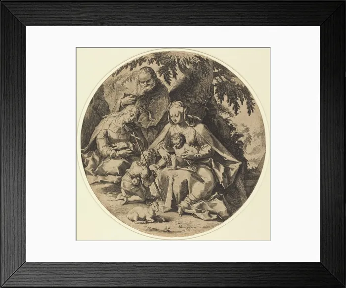 Framed Print : The Holy Family with Saint Elizabeth and Saint John the Baptist, 1600 / 1620. Creator: Matham, Workshop of Jacob, after Hendrik Goltzius Framed Print : The Holy Family with Saint Elizabeth and Saint John the Baptist, 1600 / 1620. Creator: Matham, Workshop of Jacob, after Hendrik Goltzius