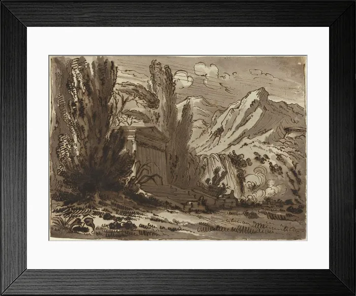Framed Print : Mountainous Landscape with Classical Temple. Creator: Felice Giani Framed Print : Mountainous Landscape with Classical Temple. Creator: Felice Giani