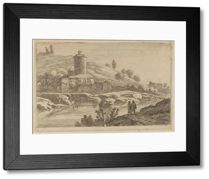 Framed Print : Round Tower near the Tiber. Creator: Herman van Swanevelt Framed Print : Round Tower near the Tiber. Creator: Herman van Swanevelt