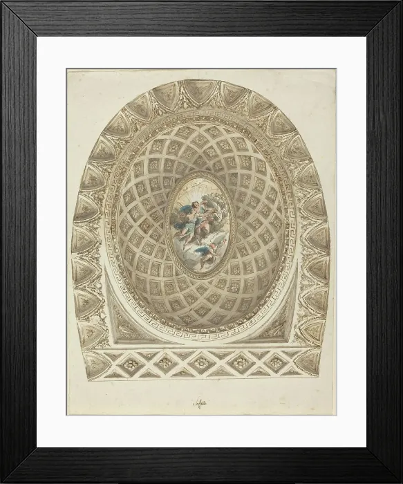 Framed Print : A Coffered Dome with Apollo and Phaeton, c. 1787. Creator: Felice Giani Framed Print : A Coffered Dome with Apollo and Phaeton, c. 1787. Creator: Felice Giani