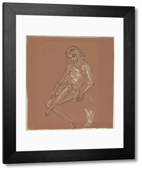 Framed Print : Seated Nude and a Foot, probably 1920. Creator: Arthur Davies Framed Print : Seated Nude and a Foot, probably 1920. Creator: Arthur Davies
