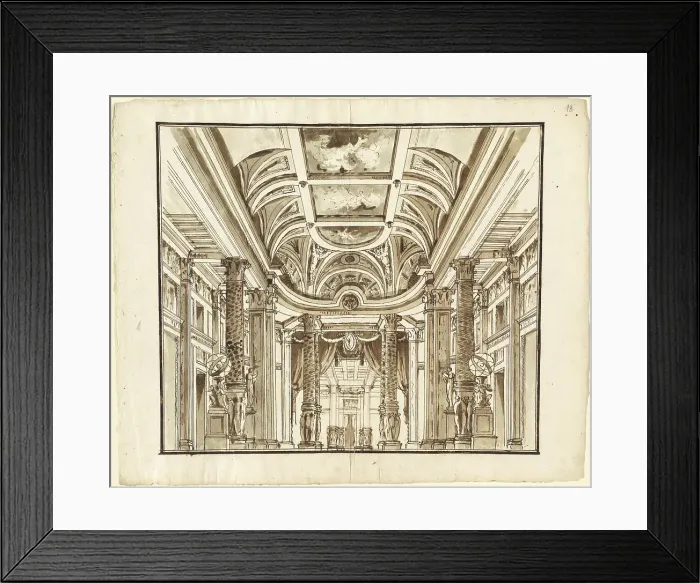 Framed Print : Fantasy of a Great Hall with Basketweave Columns, c. 1800. Creator: Pietro Gonzaga Framed Print : Fantasy of a Great Hall with Basketweave Columns, c. 1800. Creator: Pietro Gonzaga