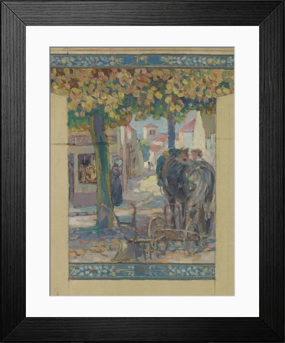 Framed Print : Esquisse pour la mairie de Fresnes : Paysage. Scènes de village, 1905. Creator: Victor Menu Framed Print : Esquisse pour la mairie de Fresnes : Paysage. Scènes de village, 1905. Creator: Victor Menu