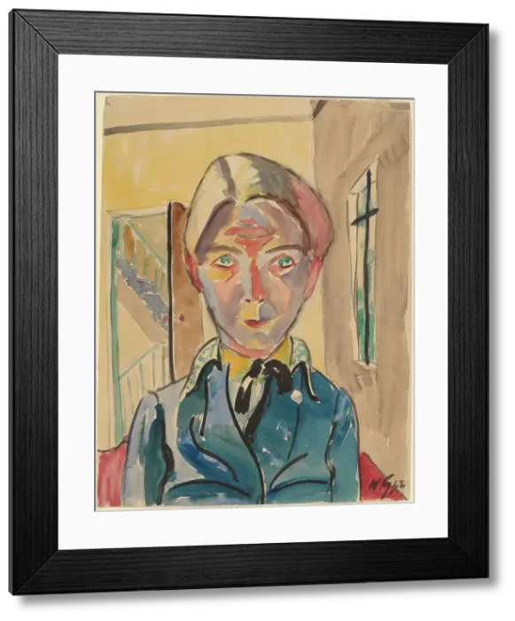 Framed Print : Self-Portrait in Front of Stairs (Selbst vor Treppe), 1922. Creator: Walter Gramatté Framed Print : Self-Portrait in Front of Stairs (Selbst vor Treppe), 1922. Creator: Walter Gramatté