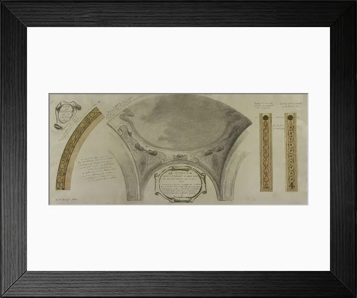 Framed Print : Esquisse pour la galerie Lobau de l'Hôtel de Ville de Paris : Projet ornemental de coupole, 1890. Creator: Jean Pierre Victor Mazies