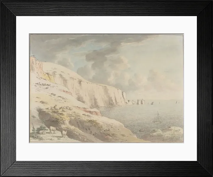 Framed Print : View of the Needles, and White Cliffs Taken from Allum Bay, Isle of Wight, 1772 / 1781. Creator: Anthony Devis Framed Print : View of the Needles, and White Cliffs Taken from Allum Bay, Isle of Wight, 1772 / 1781. Creator: Anthony Devis