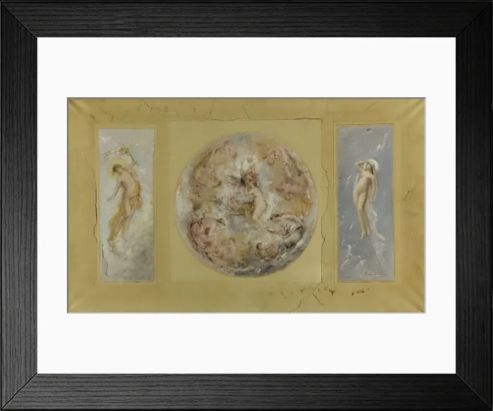 Framed Print : Esquisse pour la mairie de Pantin : Amour et Psyché - Le jour et la nuit, 1886. Creator: Francois Lafon Framed Print : Esquisse pour la mairie de Pantin : Amour et Psyché - Le jour et la nuit, 1886. Creator: Francois Lafon
