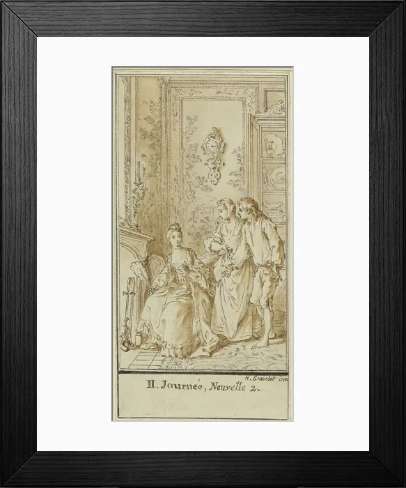 Framed Print : Second Day, Second Story: Rinaldo d'Asti and the Widow, c. 1757. Creator: Hubert Francois Gravelot Framed Print : Second Day, Second Story: Rinaldo d'Asti and the Widow, c. 1757. Creator: Hubert Francois Gravelot