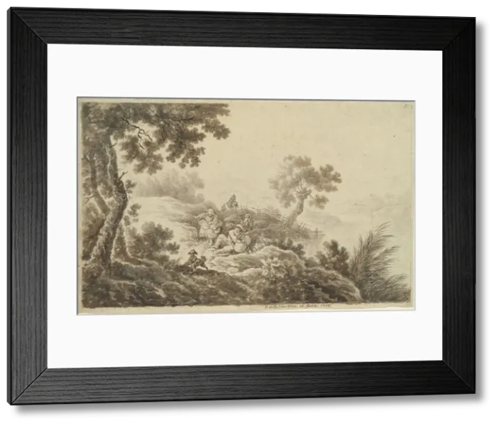 Framed Print : Landscape with Travelers, 1776. Creator: Johann Albrecht Dietzsch