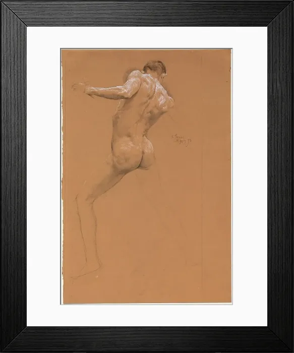 Framed Print : Standing Male Nude from Behind, 1893. Creator: Otto Greiner
