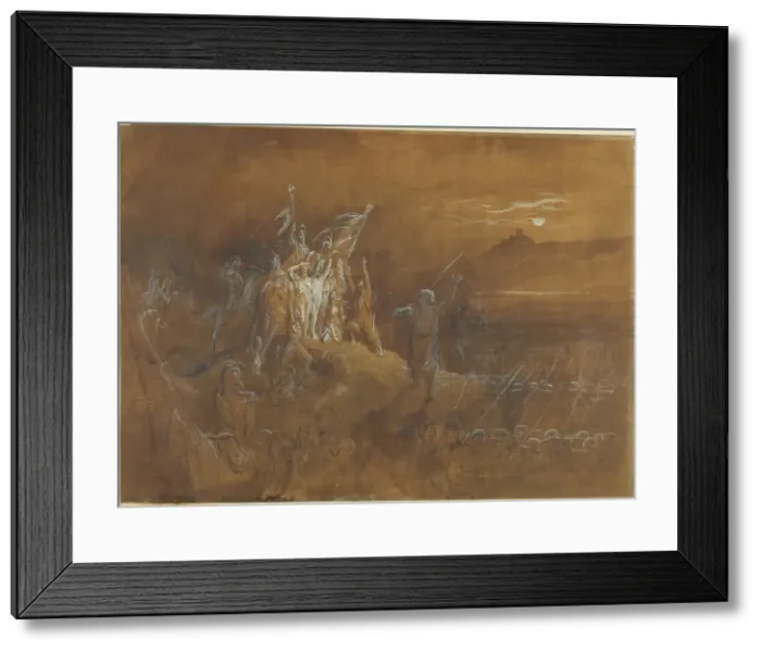 Framed Print : The Shades of French Soldiers from the Past Exhort the Army to Victory on the Rhine, c. 1870. Creator: Gustave Doré Framed Print : The Shades of French Soldiers from the Past Exhort the Army to Victory on the Rhine, c. 1870. Creator: Gustave Doré