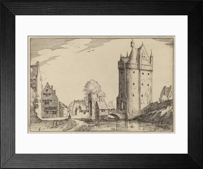 Framed Print : Town Gate, published 1612. Creator: Claes Jansz Visscher Framed Print : Town Gate, published 1612. Creator: Claes Jansz Visscher