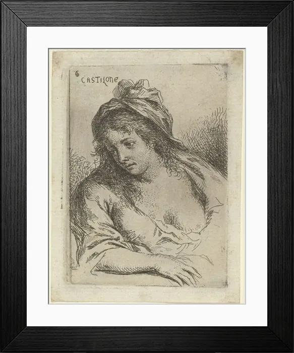 Framed Print : Half-Length Figure of a Woman Looking Sideward. Creator: Bartholomaeus Ignaz Weiss Framed Print : Half-Length Figure of a Woman Looking Sideward. Creator: Bartholomaeus Ignaz Weiss