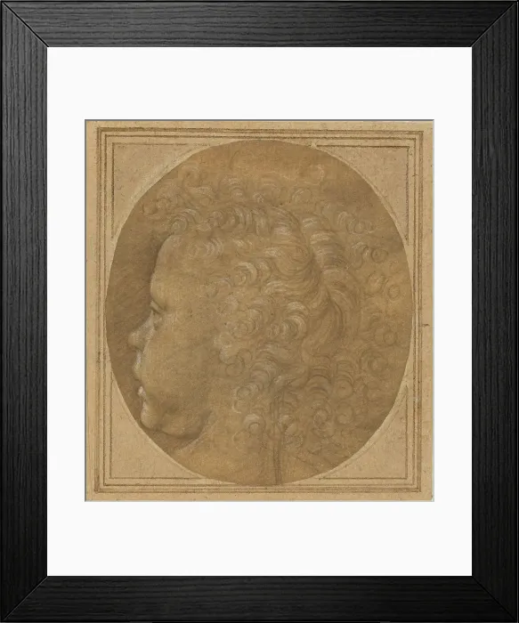 Framed Print : Head of a Child [recto], c. 1490. Creator: Fra Bartolomeo
