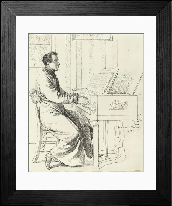 Framed Print : The Artist's Brother-in-Law, Ludwig Hassenpflug, Preparing to Play the Piano, 1826. Creator: Ludwig Emil Grimm Framed Print : The Artist's Brother-in-Law, Ludwig Hassenpflug, Preparing to Play the Piano, 1826. Creator: Ludwig Emil Grimm