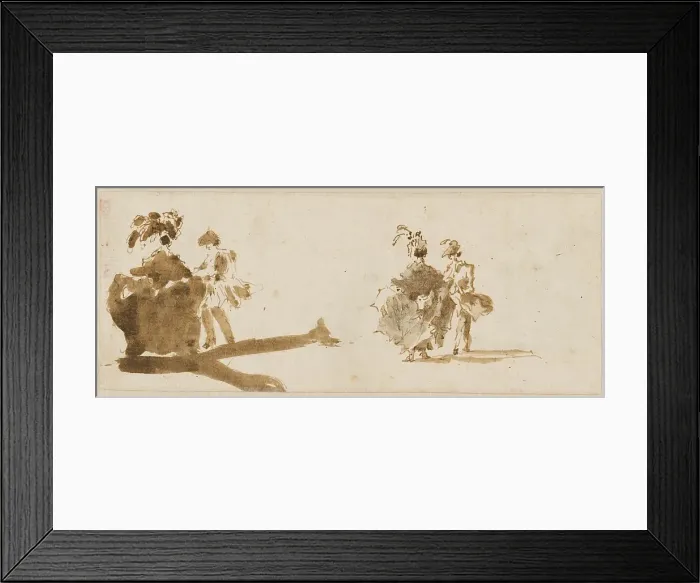 Framed Print : Two Elegant Couples [verso], c. 1780. Creator: Francesco Guardi