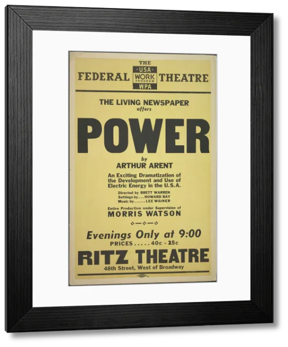 Framed Print : Power, New York, 1937. Creator: Unknown Framed Print : Power, New York, 1937. Creator: Unknown