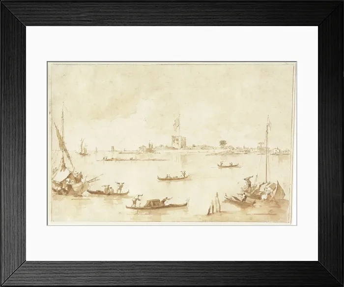 Framed Print : The Fortress of San Andrea from the Lagoon, 1780s. Creator: Francesco Guardi Framed Print : The Fortress of San Andrea from the Lagoon, 1780s. Creator: Francesco Guardi