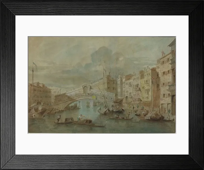 Framed Print : View of the Rialto Bridge, Venice. Creator: Francesco Guardi Framed Print : View of the Rialto Bridge, Venice. Creator: Francesco Guardi