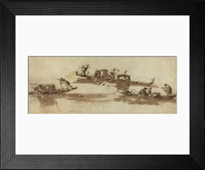 Framed Print : Gondolas. Creator: Francesco Guardi Framed Print : Gondolas. Creator: Francesco Guardi