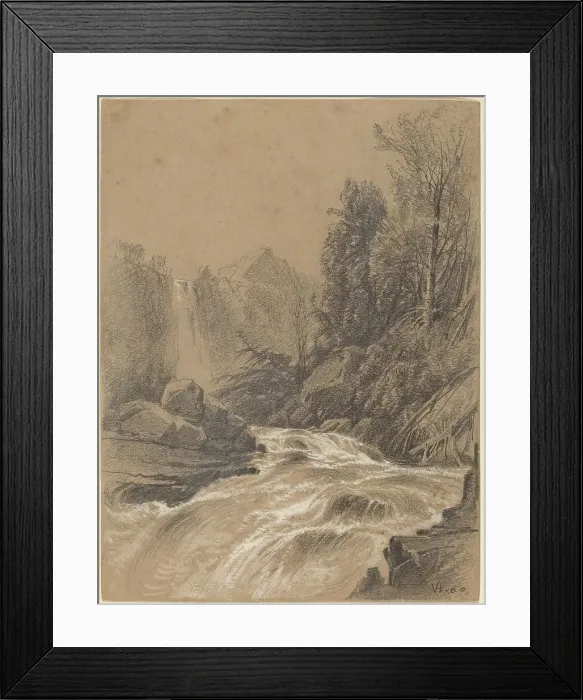 Framed Print : Mountain Landscape, Stream and Waterfall, 1860. Creator: William Hart Framed Print : Mountain Landscape, Stream and Waterfall, 1860. Creator: William Hart