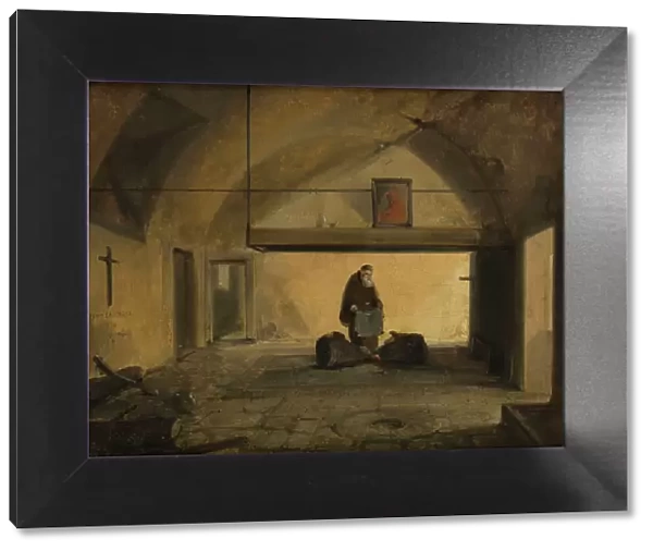 Un moine dans une salle voûtée, 1828. Creator: Francois-Marius Granet