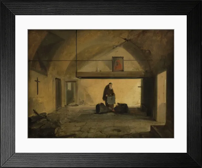 Framed Print : Un moine dans une salle voûtée, 1828. Creator: Francois-Marius Granet Framed Print : Un moine dans une salle voûtée, 1828. Creator: Francois-Marius Granet