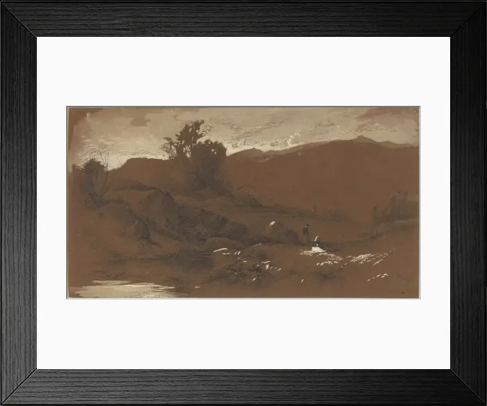 Framed Print : Figures in a Landscape, 1860. Creator: William Hart Framed Print : Figures in a Landscape, 1860. Creator: William Hart