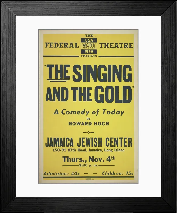 Framed Print : The Singing and the Gold, New York, 1937. Creator: Unknown Framed Print : The Singing and the Gold, New York, 1937. Creator: Unknown