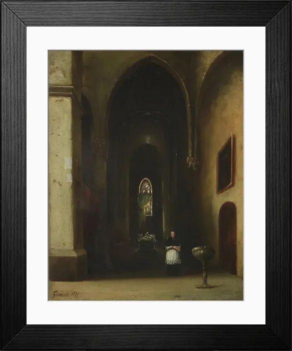 Framed Print : Priest in a church, 1835. Creator: Unknown