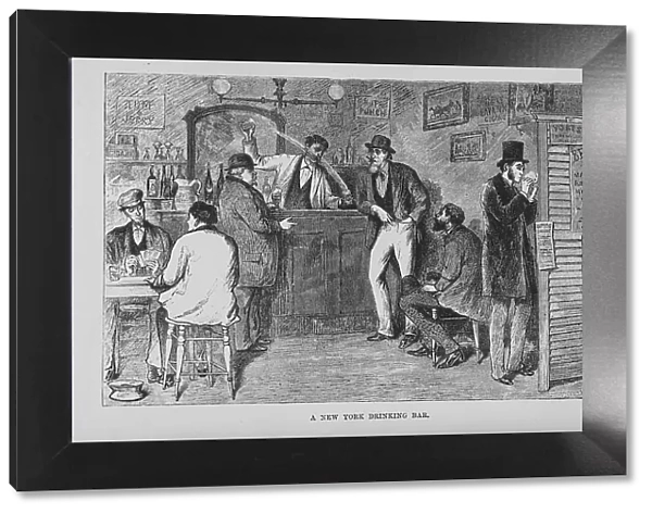 A New York drinking bar, 1882. Creator: Unknown