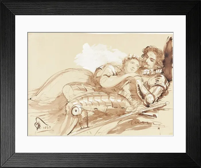 Framed Print : A Maiden Embraced by a Knight in Armor, 1838. Creator: George Hayter Framed Print : A Maiden Embraced by a Knight in Armor, 1838. Creator: George Hayter