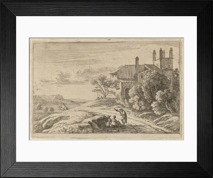 Framed Print : Building with a Square Tower. Creator: Herman van Swanevelt Framed Print : Building with a Square Tower. Creator: Herman van Swanevelt