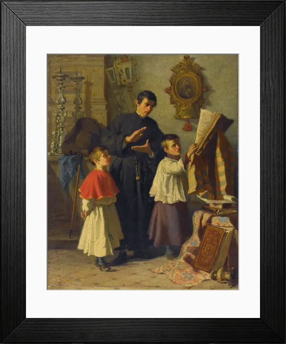 Framed Print : La leçon de chant des enfants de choeur, dans une sacristie à Rome, 1860. Creator: Auguste Dutuit Framed Print : La leçon de chant des enfants de choeur, dans une sacristie à Rome, 1860. Creator: Auguste Dutuit